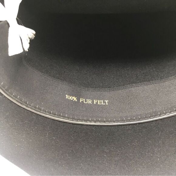 Stetson 100% Fur Felt Black Fedora Style Hat Wide Full Brim Womens Accessories - Picture 6 of 12